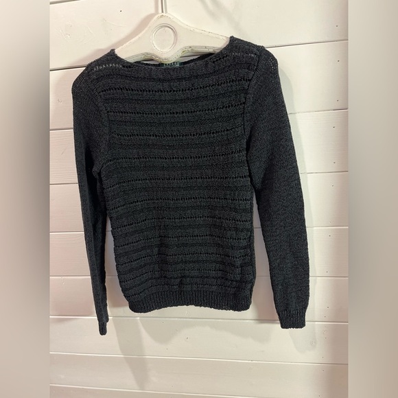 🖤 L AUREN RALPH LAUREN – Black Open-Knit Sweater – Size L - Picture 3 of 7